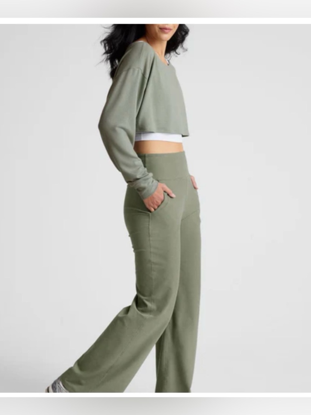 NWT Beyond Yoga Olive Green Flare Leg Laid Back Pant Sz L - Picture 3 of 13